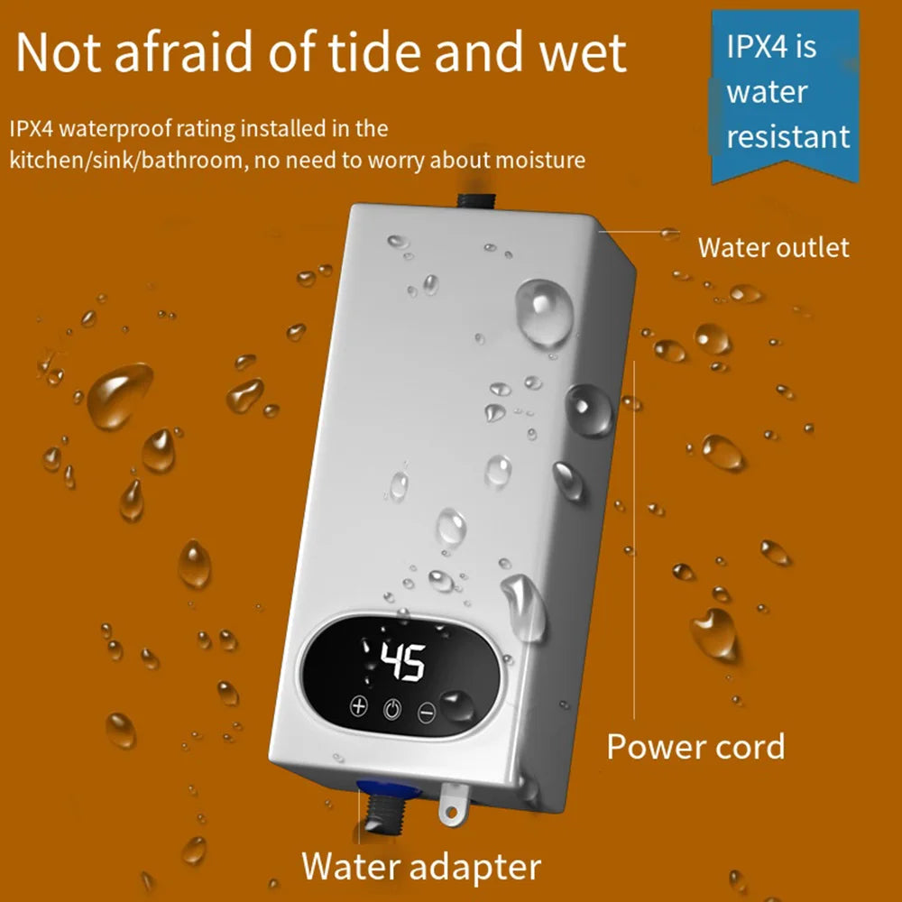 Hot Water Heater 5500W Instant Tankless Water Heater Thermostat Induction Heater Smart Touch Electric Heaters Shower Automatica