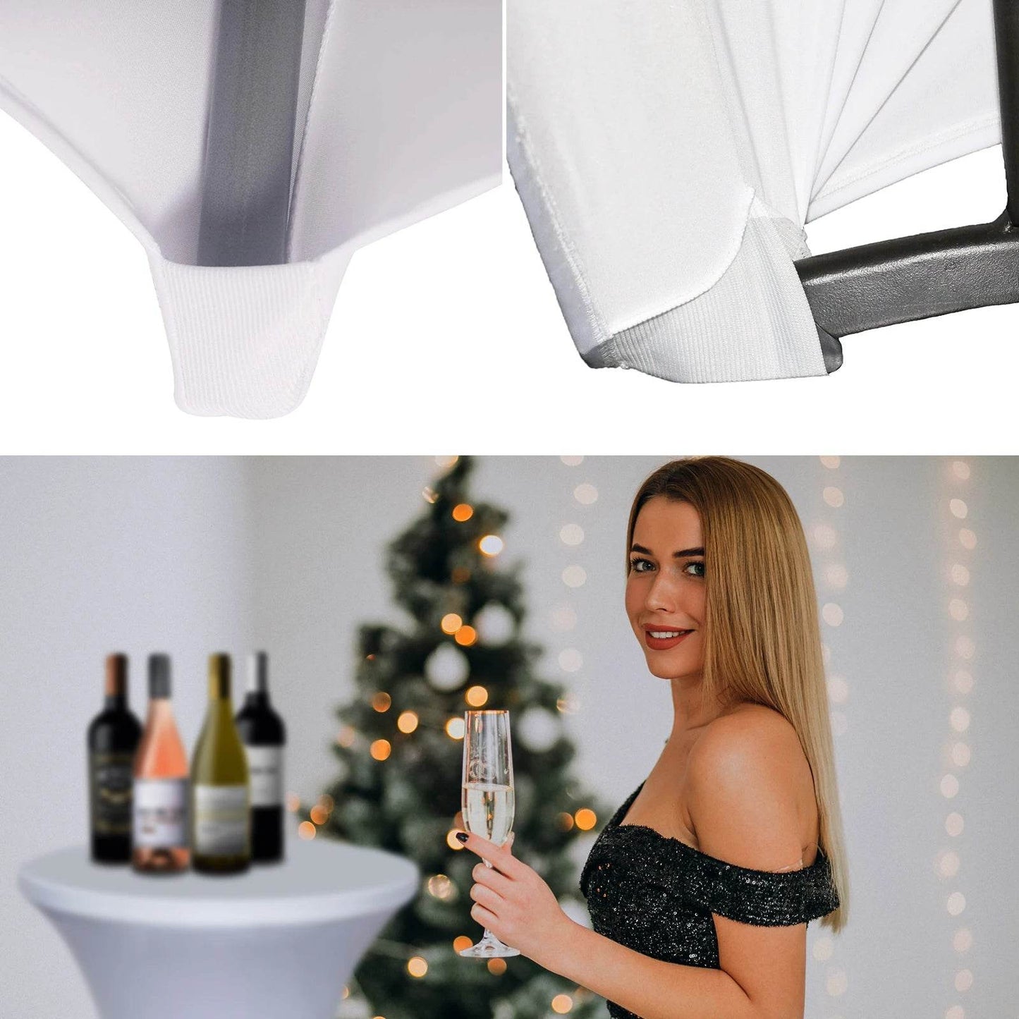 1Pc Round Cocktail Table Cover, Spandex Stretch Table Cloth for Bar Party Wedding Birthday Banquet - P12 Hub Europe