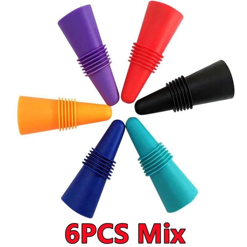 New 6/2/1PC Silicone Wine Bottle Stopper Set Whiskey Leak Proof Beer Champagne Bottle Cap Closer Wine Cork Lid Bar Accessories - P12 Hub Europe