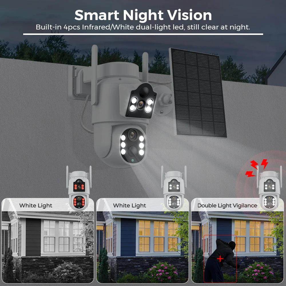 Outdoor Solar Camera 4MP PTZ Dual Lens, Battery, Color Night - P12 Hub Europe