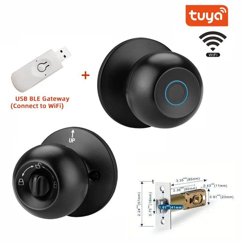 Fingerprint Smart Door Lock Bluetooth, Card, Code, Key, 35-75mm - P12 Hub Europe