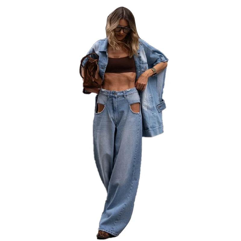 Women's Oversized Denim Two-Piece Set - P12 Hub Europe