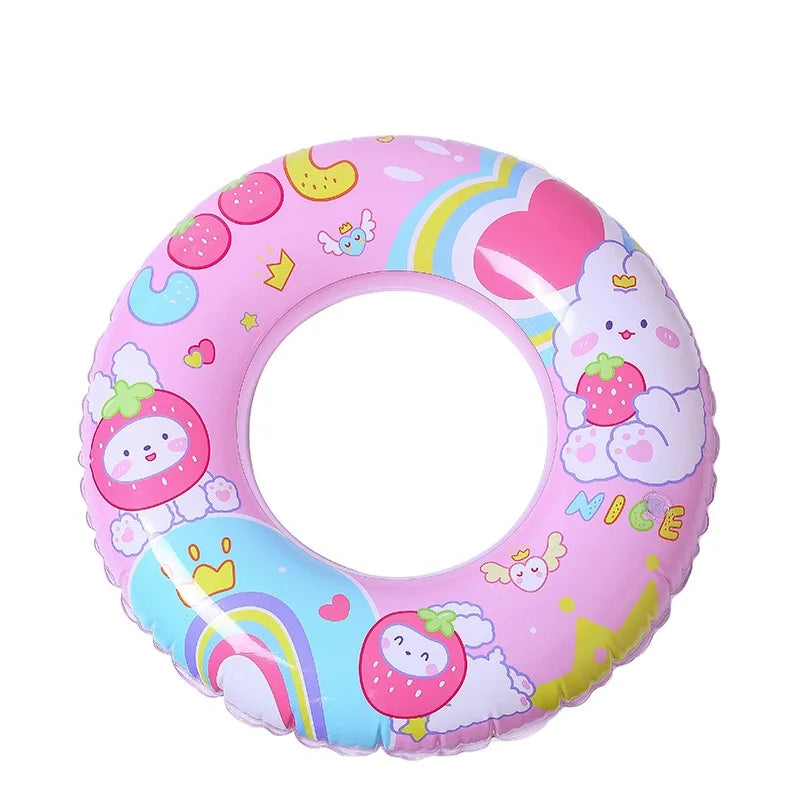 Inflatable Toys Kawaii Kuromi Swimming Ring Cartoon Cute Anti-rollover Kids' Floats Inflatable Baby Swimming Ring Kids Gift