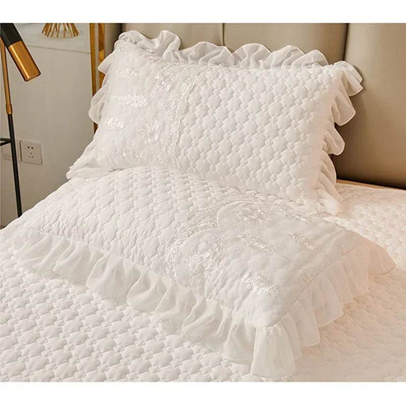Quilted Thicken White Bed Sheet Summer Bedspread Couple 2 People Bed Linens Luxury Double Bed Bedding King Size 180x240cm - P12 Hub Europe