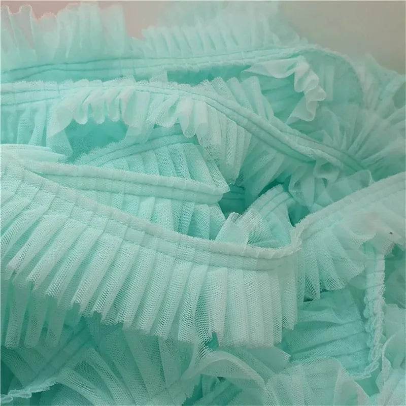 5CM Wide Double Layers 3D Pleated Mesh Lace Fabric Ruffle Trim Embroidered Collar Ribbon Sewing Clothing Skirt Splicing Material - P12 Hub Europe