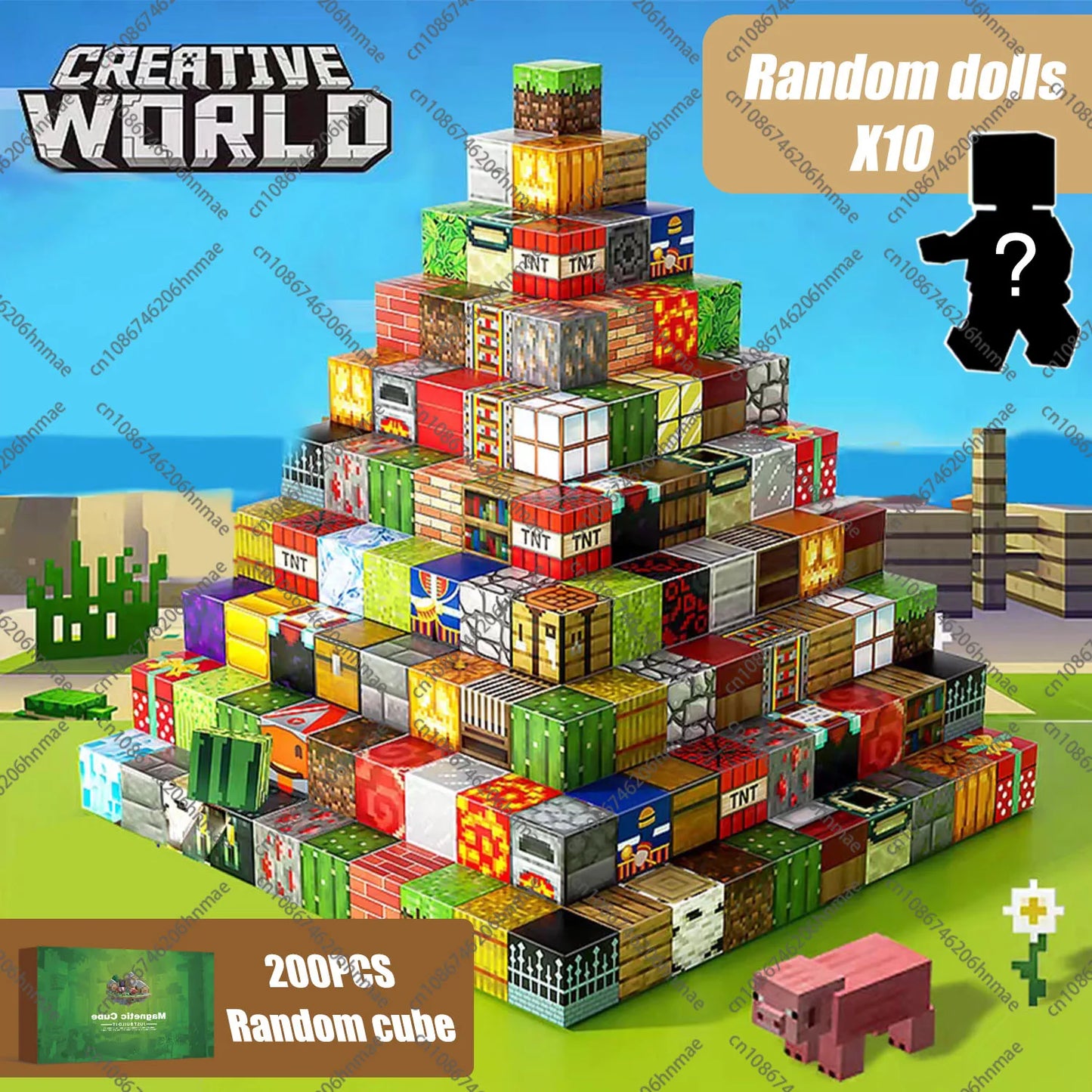 Magnetic Building Blocks Mine World Magnet Cube Set STEM Montessori Sensory Toy for Kids Boys Girls Ages 3+ DIY Model Children