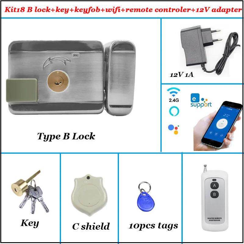 WiFi Electric Door Lock 12V RFID, Remote, Auto-Lock, Gate Opener - P12 Hub Europe