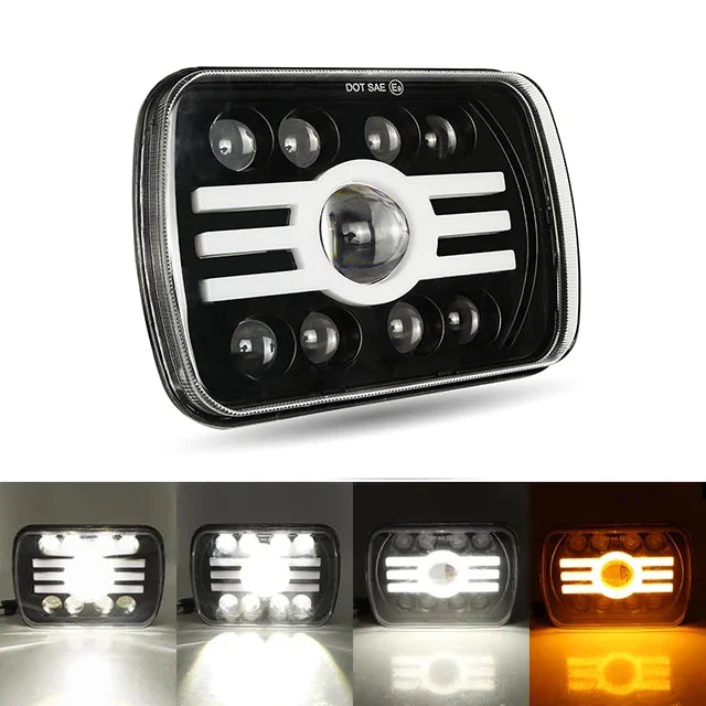 7x6'' 5X7 Inch Square Led Headlight Hi-Lo Beam Halo For Jeep Wrangler Motorcycle Car Off-road Truck