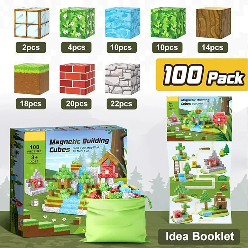 Magnetic Building Block Magnet Cube Mine World Set for Boy Girl Kid Age 3+ DIY Model Children STEM Sensory Toy Christmas Gift