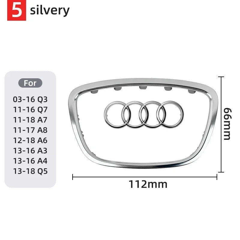 For Audi A3 A4 B8 8P B9 8V A5 A6 C7 A7 Q3 Q5 Q7 Automobile Steering Wheel Logo Bright Frame Strip Electroplated Car Logo Sticker