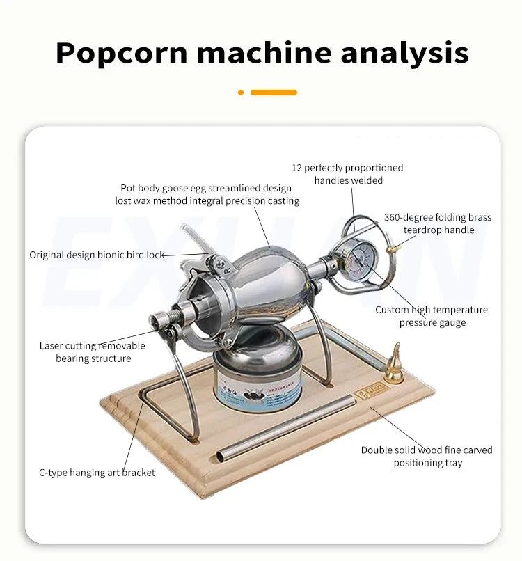 100ml/260ml/360ml Small Cooker Popcorn Machine Puffing Machine Corn Fry Machine Stainless Steel Grain Amplifier Popcorn Heater