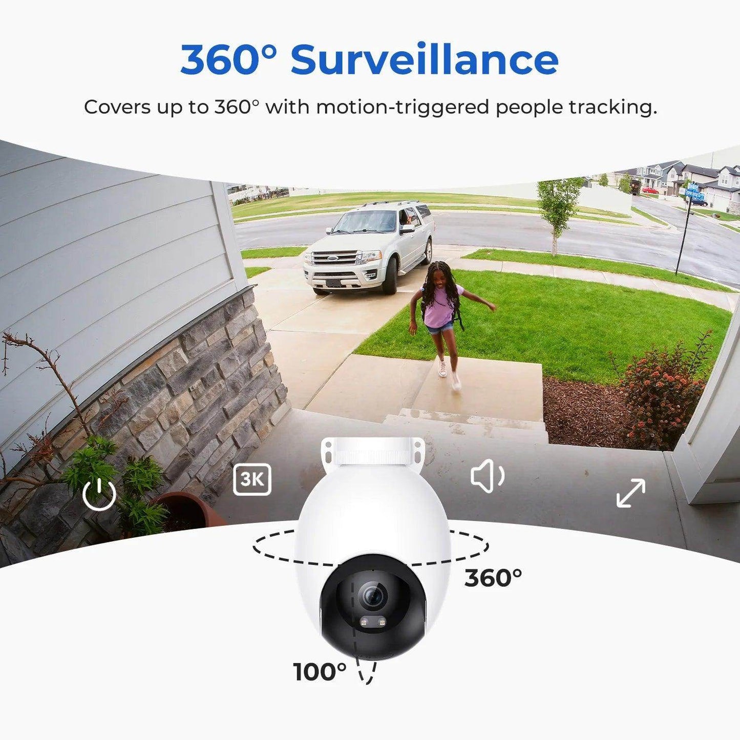 Outdoor Camera 360° View, WiFi 6, AI Track, Color Night - P12 Hub Europe