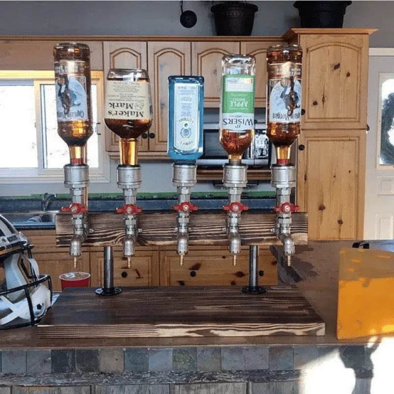 Liquor Alcohol Whiskey Wood Dispenser Whisky Bottle Rack and Pour Acohol Dispenser for Home Bar Unique Gift for All Wine Lovers - P12 Hub Europe