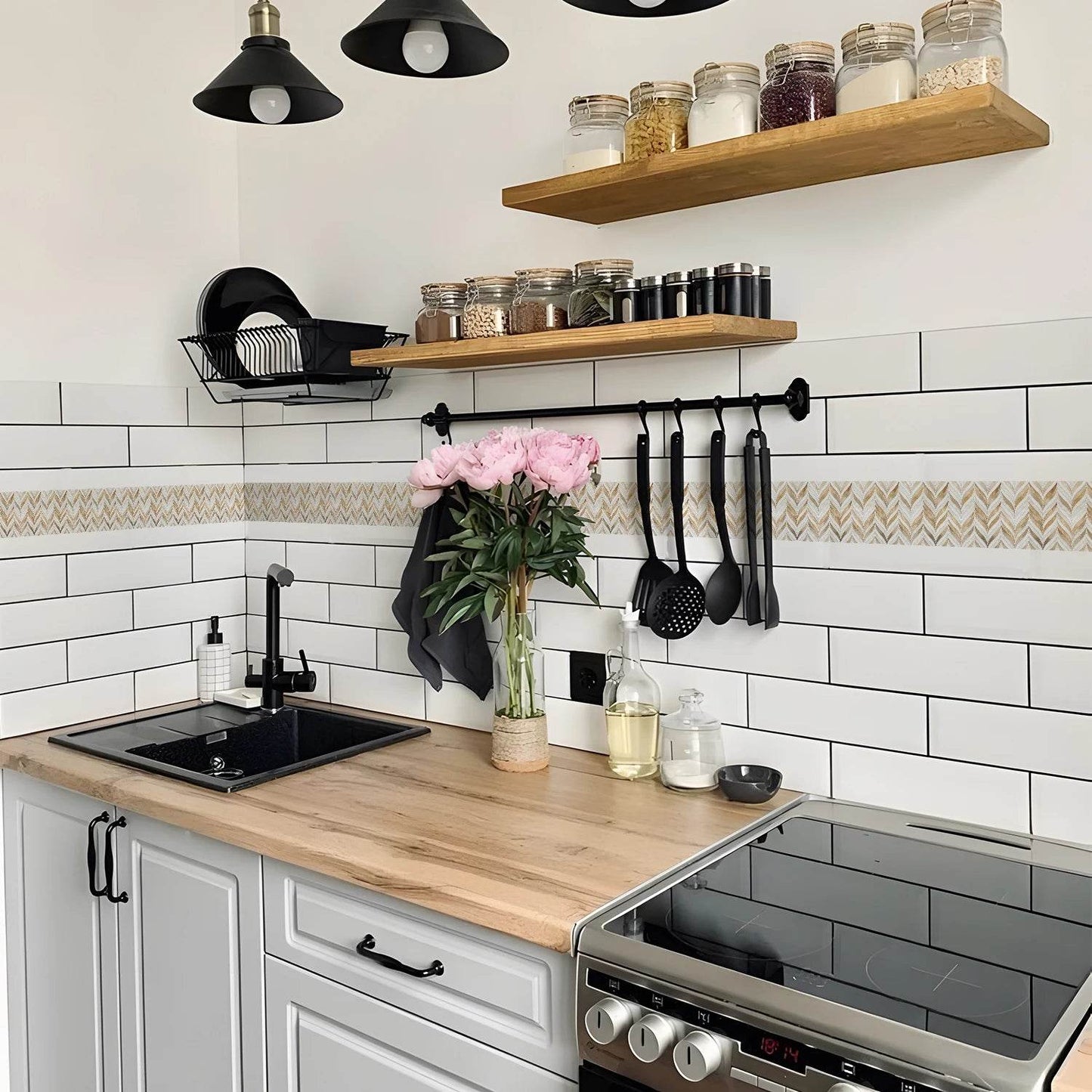 41 Styles Baseboard Stickers Waterproof Peel & Stick Waistline Wall Sticker Floor Border Sticker For Kitchen Bathroom 10x200cm - P12 Hub Europe