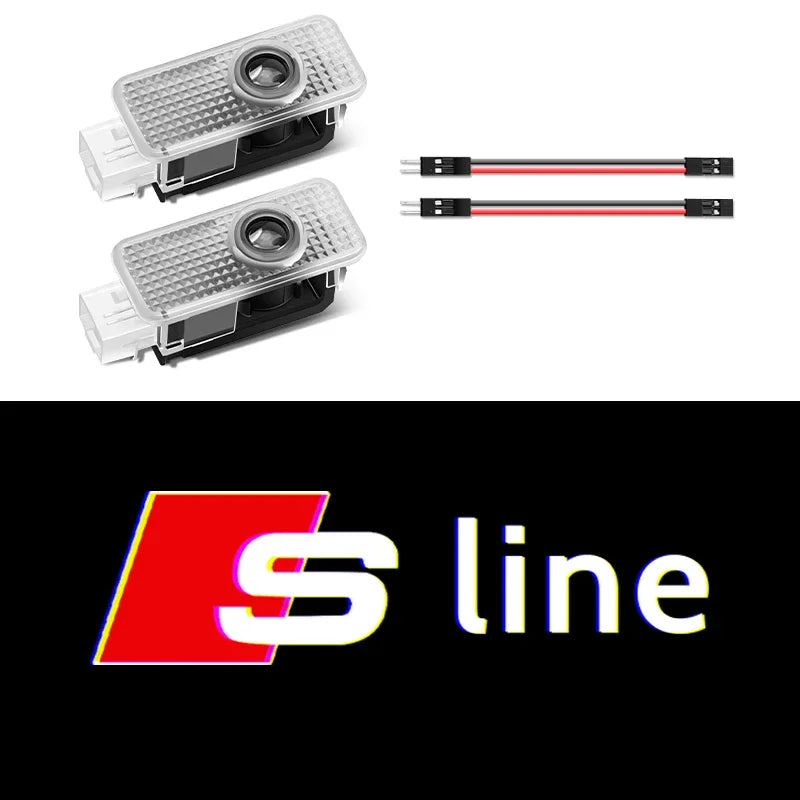 2Pcs LED Car Door Welcome Light Car Logo Projector Lights For Audi Sline RS A3 A4 A5 A6 A7 A8 S3 S4 Q2 Q3 Q5 Q7 S6 RS3 RS5 RS6