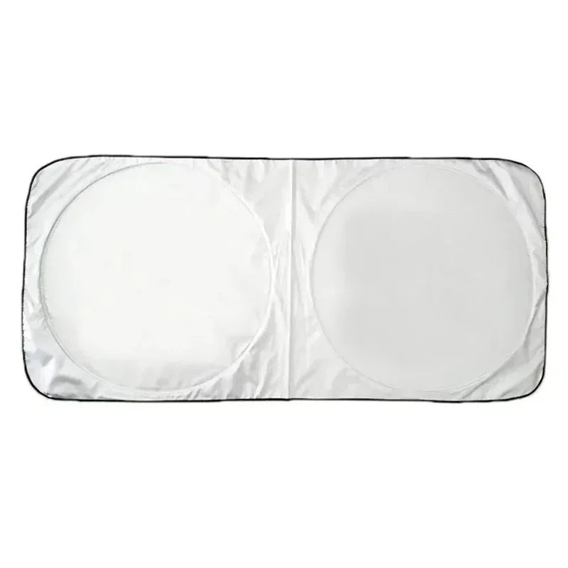 Silver Coated Double Circle Car Sunshade Summer Sunshade and Sunscreen Cloth Universal Foldable Storage for Car Front Windshie