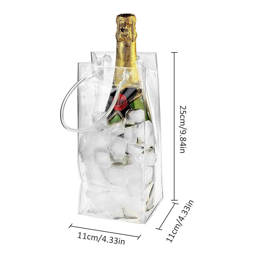 Transparent PVC Leakproof Ice Bag Wine Beer Champagne Bucket Drink Bottle Cool Chiller Foldable Carrying Bags For Party Picnic - P12 Hub Europe