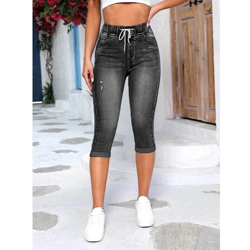 Women Ripped Knee Length Jeans - P12 Hub Europe