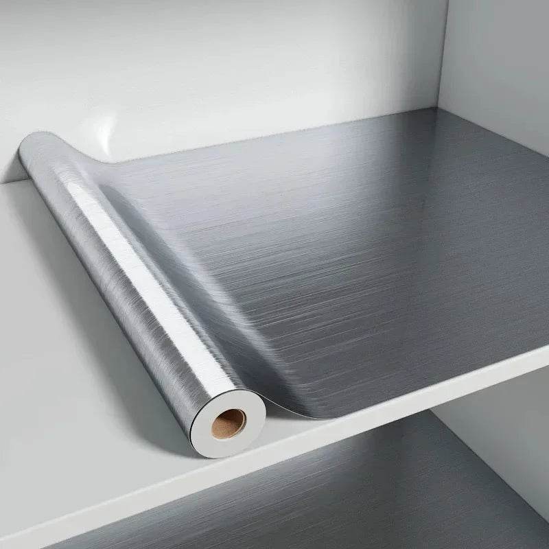 Decorative waterproof fireproof self-adhesive wallpaper 40cm brushed silver refrigerator living room kitchen countertop - P12 Hub Europe