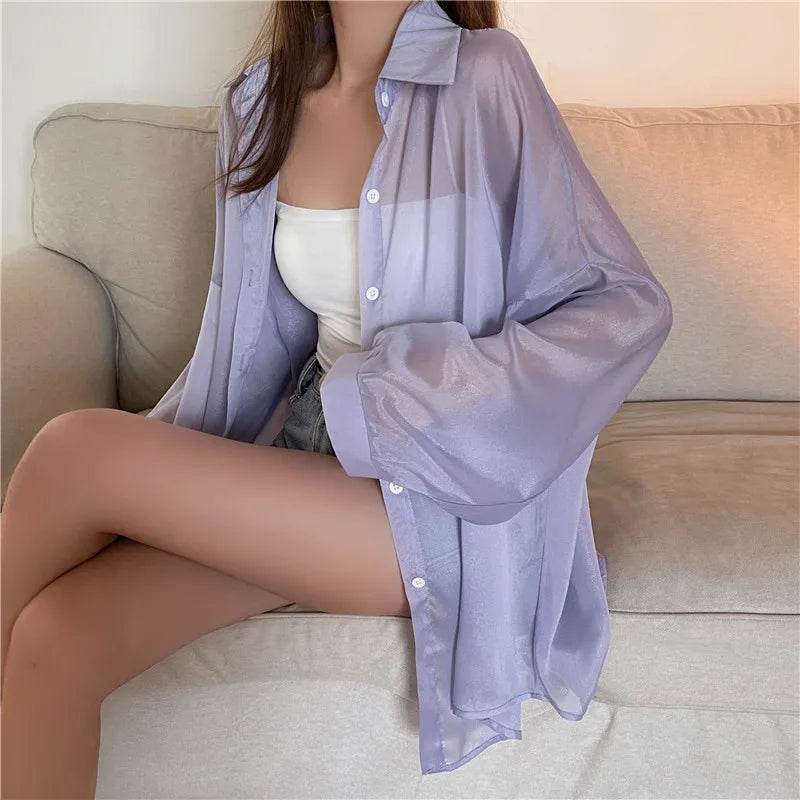 Semi Sheer Button Down Shirt - P12 Hub Europe