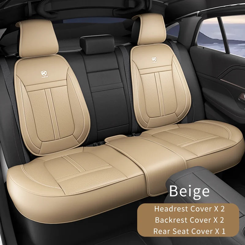 Karcle Leather Car Seat Cover Front and Rear Seat Covers Full Set with Surround Bottom Waterproof Seat Cushion Car Accessories