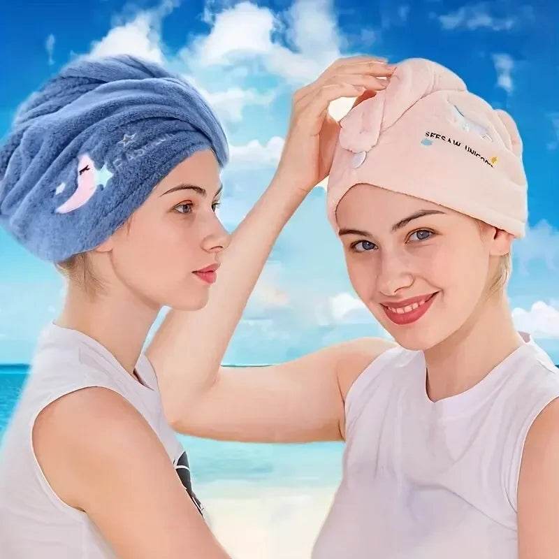 1pc Quickly Dry Hair Hat Super Absorbent Soft Bathroom Women Head Towels Girls Cute Hair Towel Hair Dry Wrap Bonnets - P12 Hub Europe