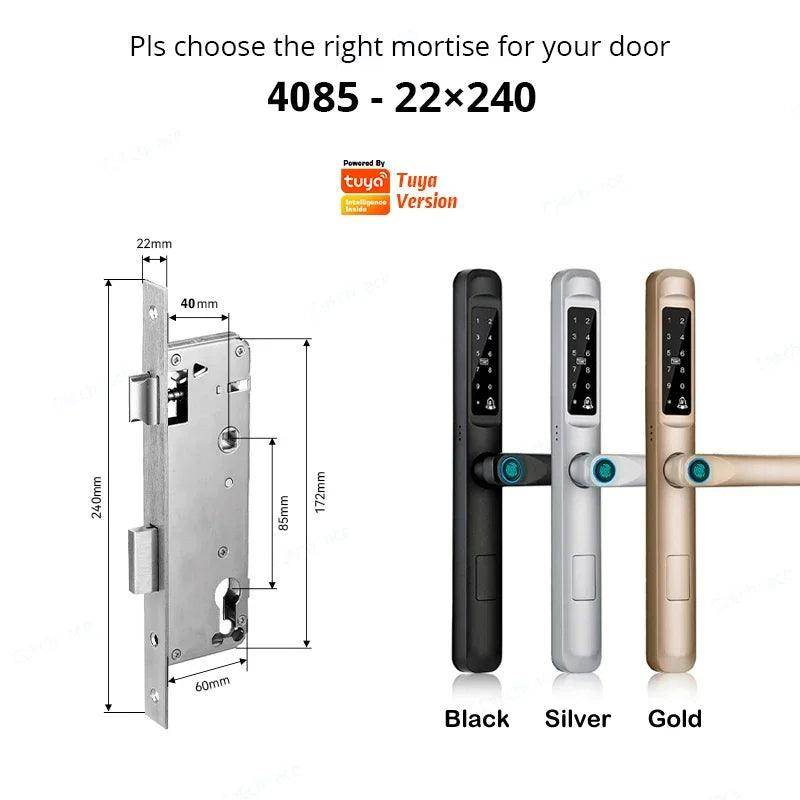 Sliding Door Lock 85/92mm, IP66, Fingerprint, Card, Code - P12 Hub Europe