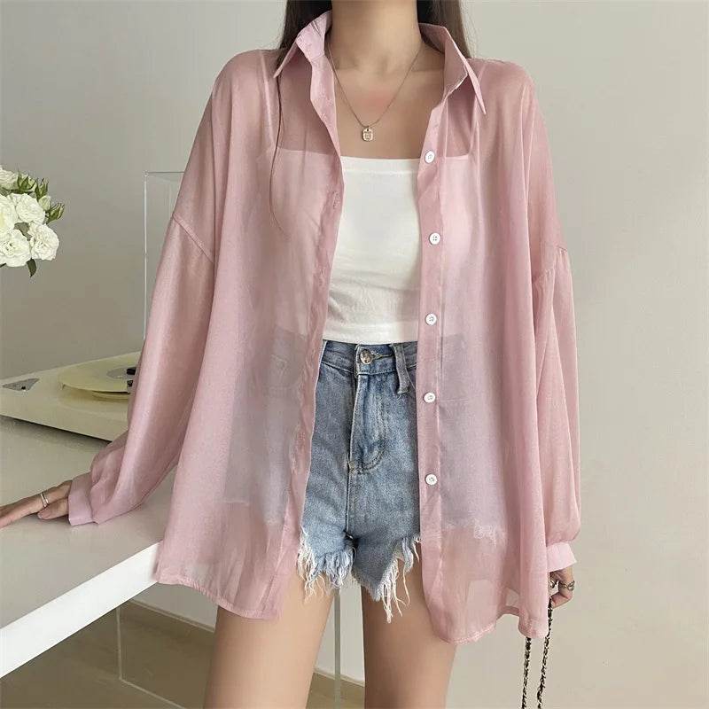 Semi Sheer Button Down Shirt - P12 Hub Europe