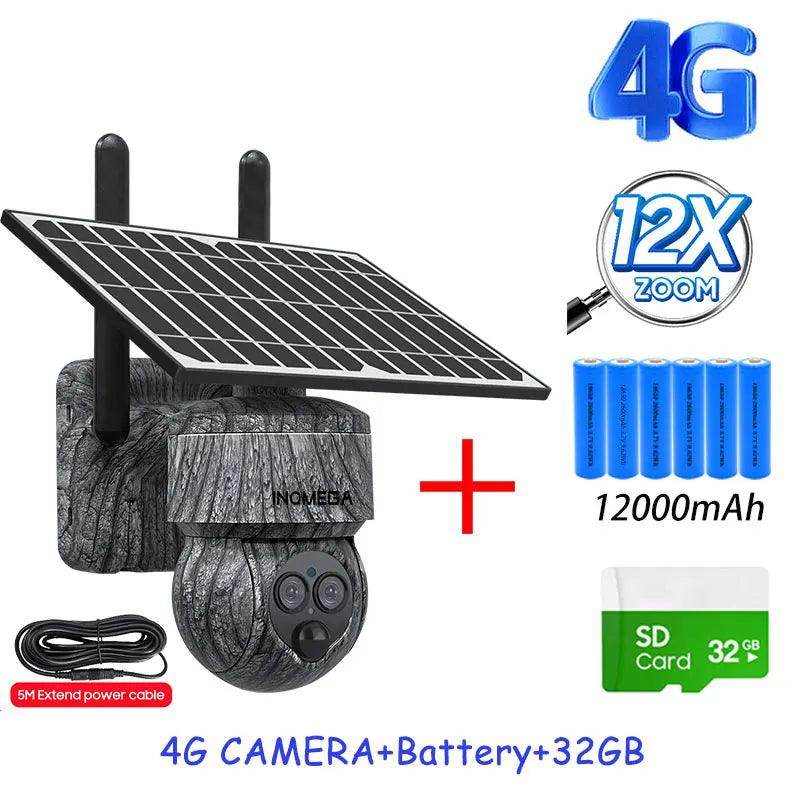 Solar Camera 4G/WiFi 8MP, Human Detect, Outdoor CCTV - P12 Hub Europe