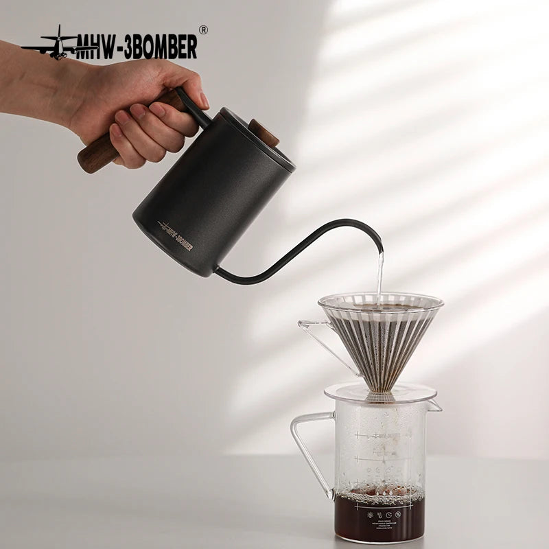 MHW-3BOMBER Pour Over Coffee Kettle 400ml/600ml Stainless Steel Gooseneck Tea Water Pot Chic Cafe Barista Kitchen Accessories