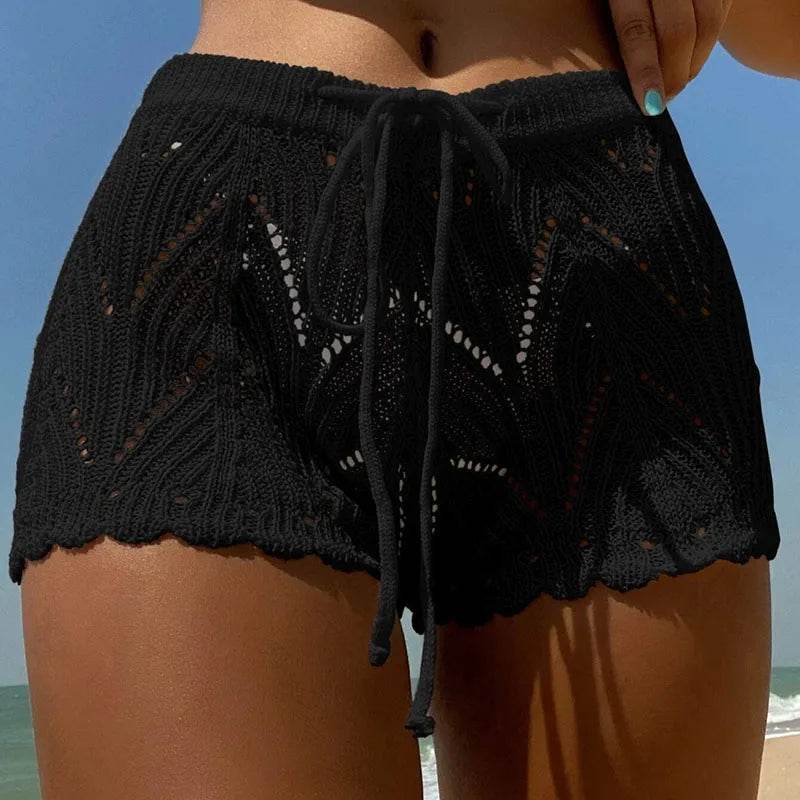 Hollow Drawstring Knitted Bikini Shorts - P12 Hub Europe