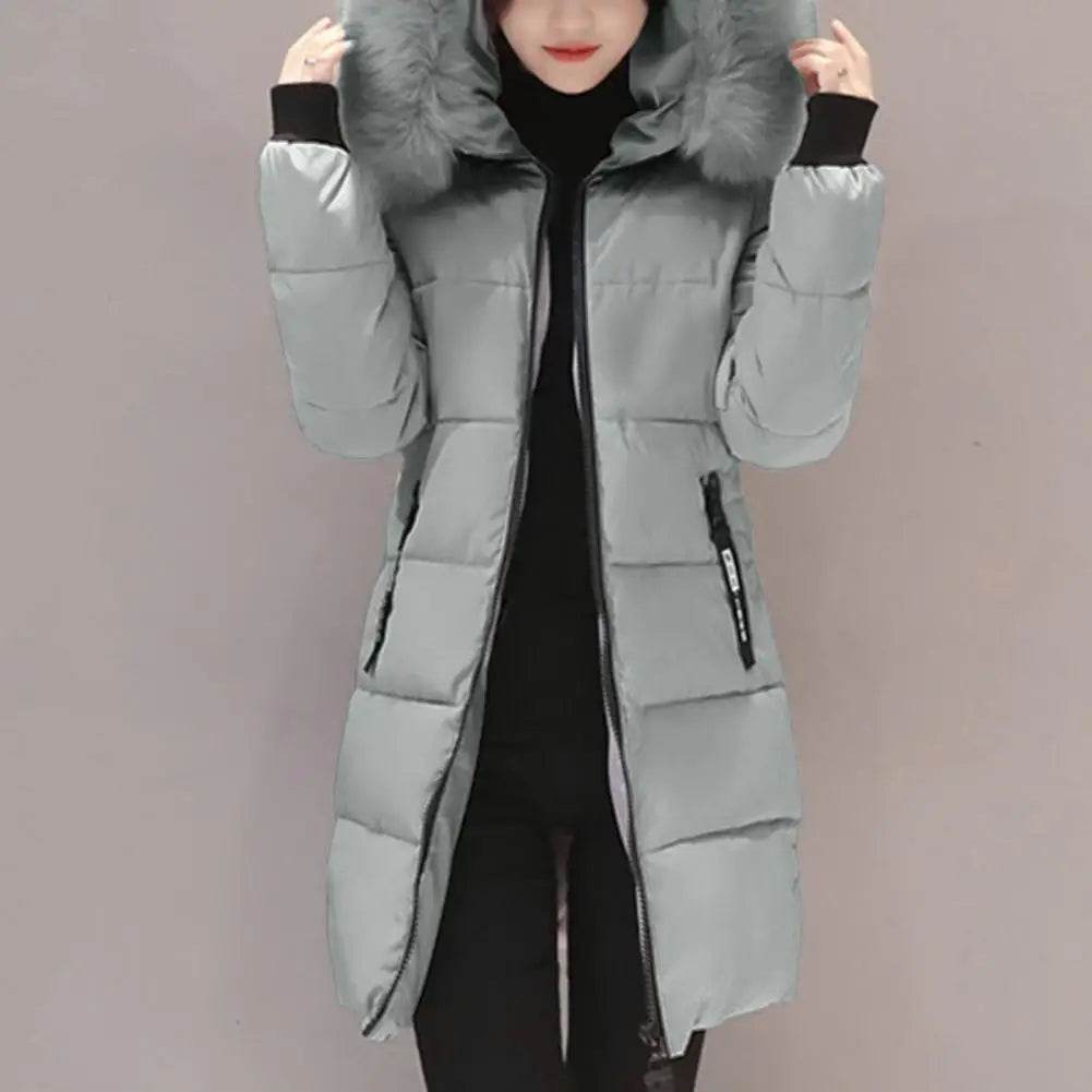Women's Long Fur Collar Parka - P12 Hub Europe