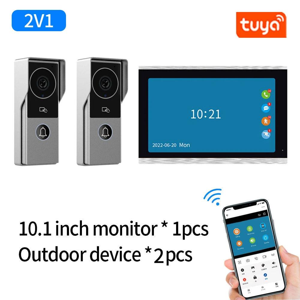 Video Intercom Tuya WiFi 1080P, 7/10" Touch, Unlock, Motion