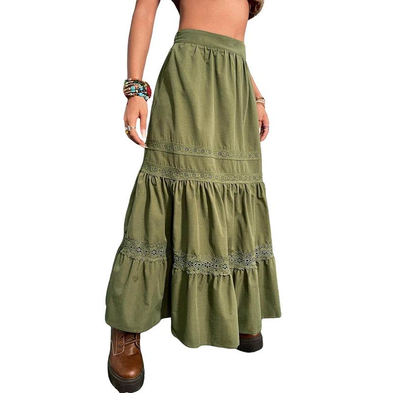 Green Pleated Long Skirt - P12 Hub Europe
