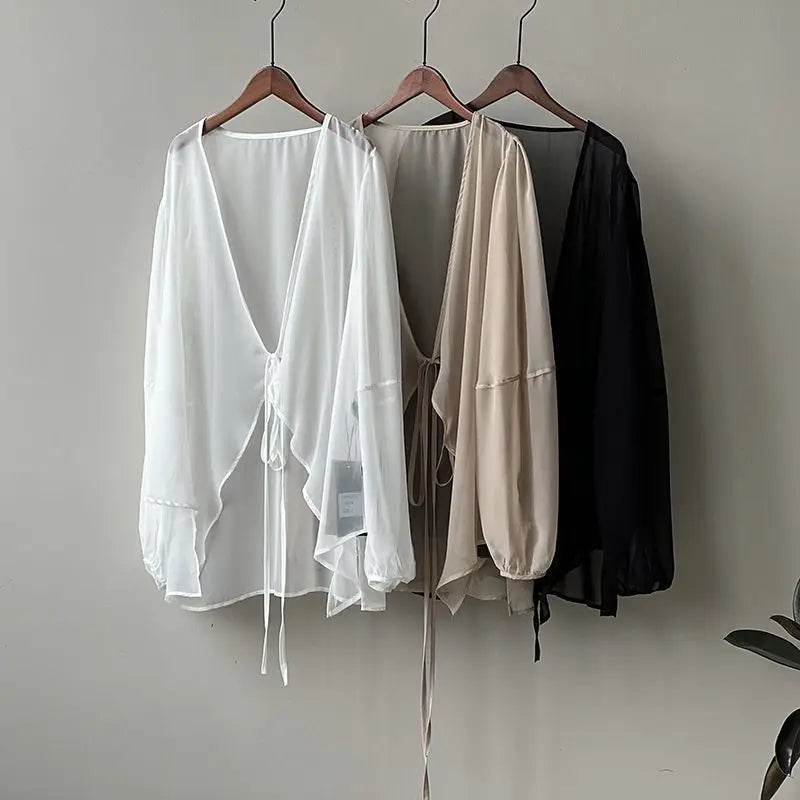 Women's V-neck Chiffon Loose Shirt - P12 Hub Europe