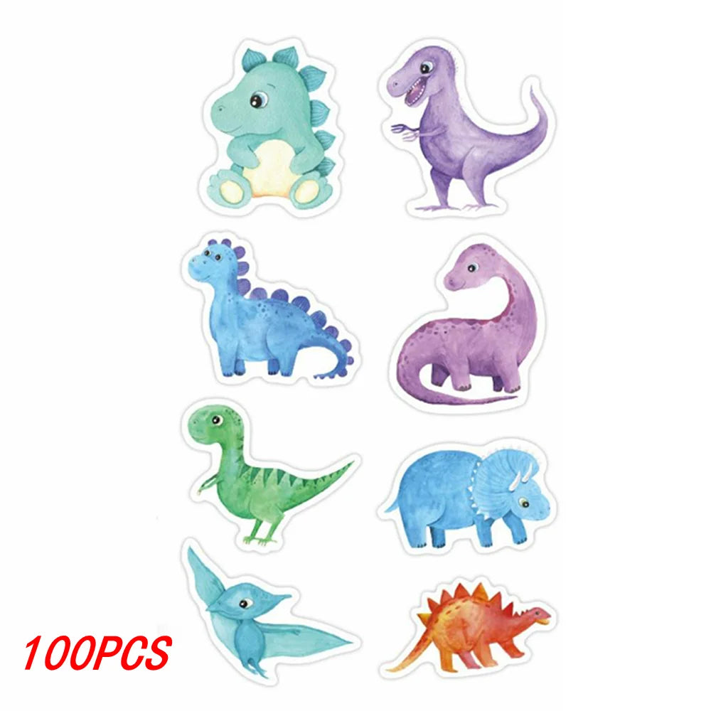 100-500pcs 1'' Round Dinosaur Stickers for Kids Teacher Reward Stickers School Supplies Animal Incentive Roll Sticker for Home