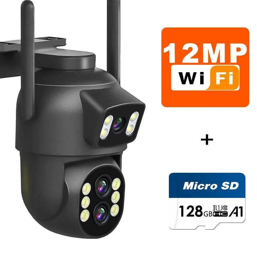 Camera Dual Lens PTZ WiFi 6/12MP, 10x Zoom, AI, Night - P12 Hub Europe
