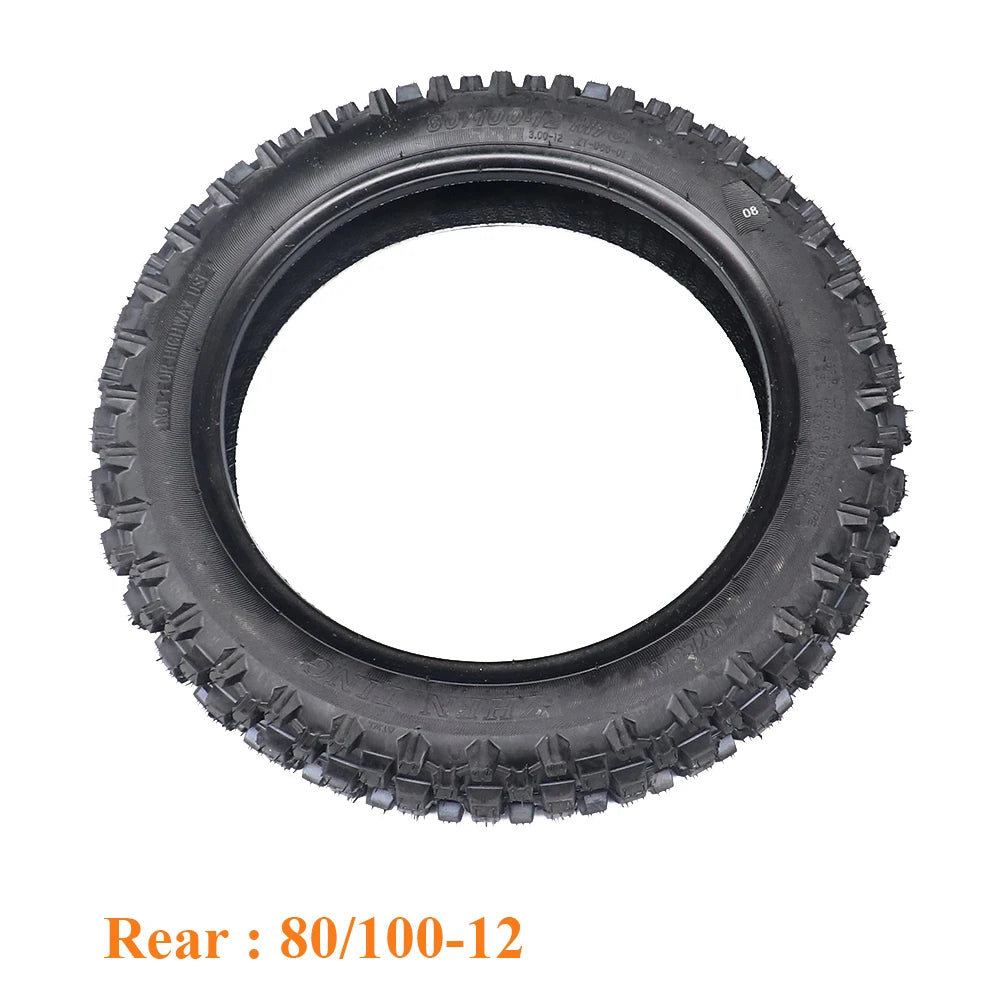 Off Road Tire 80/100-12 with Inner Tube 3.00-12 for Dirt Pit Bike Motocross Off Road Motorcycle 12 inch Rear Wheel