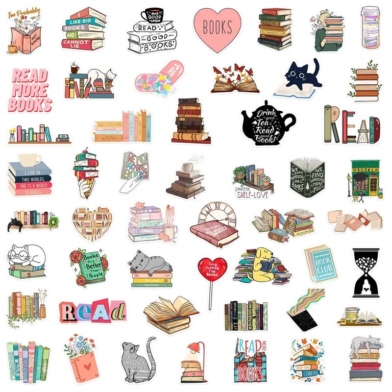 10/30/50PCS Cartoon Animal Reading Children's PVC Sticker Aesthetic Decoration Scrapbooking Stationery School Supplies for Kids