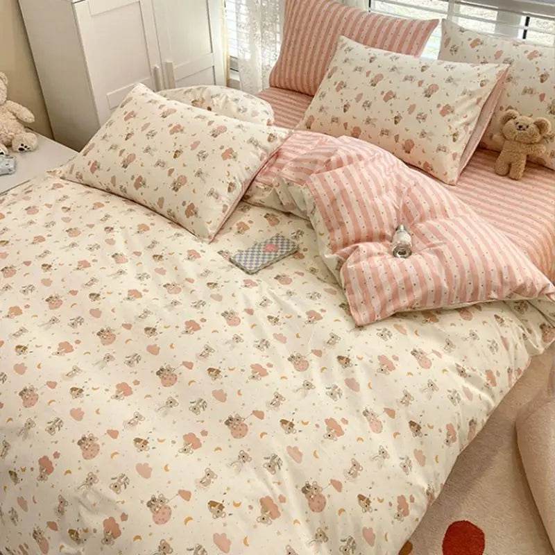 Summer Bedding Set 2024 Ins Twin Queen Duvet Cover Flat Sheet Pillowcase No Filler Girl Boys Hotel Home Bed Linens - P12 Hub Europe