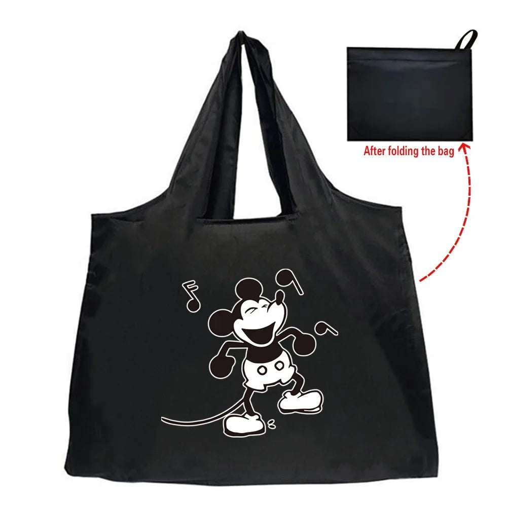 Tote Bag Eco-Friendly Folding Shopping Bag Reusable Portable Shoulder Handbag for Travel Grocery Fashion Mickey Mouse Series