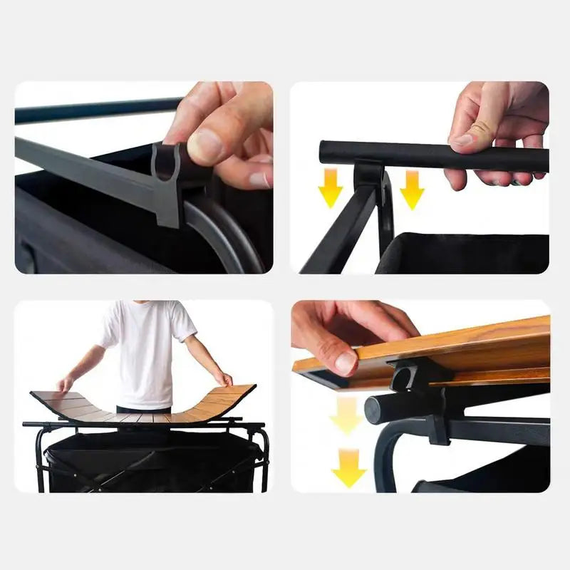 Folding Camping Trolley Table Top Garden Cart Board Folding Table Board Picnic Beach Cart Cover Board Outdoor Picnic Supplies