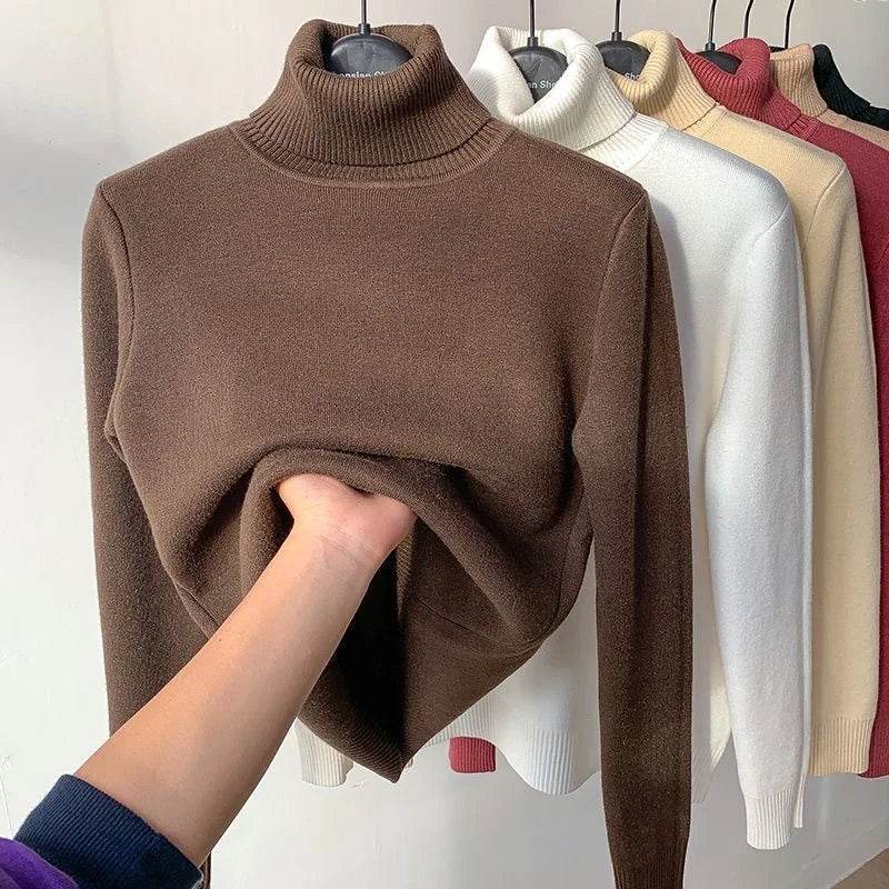 Elegant Velvet Lined Turtleneck Sweater - P12 Hub Europe