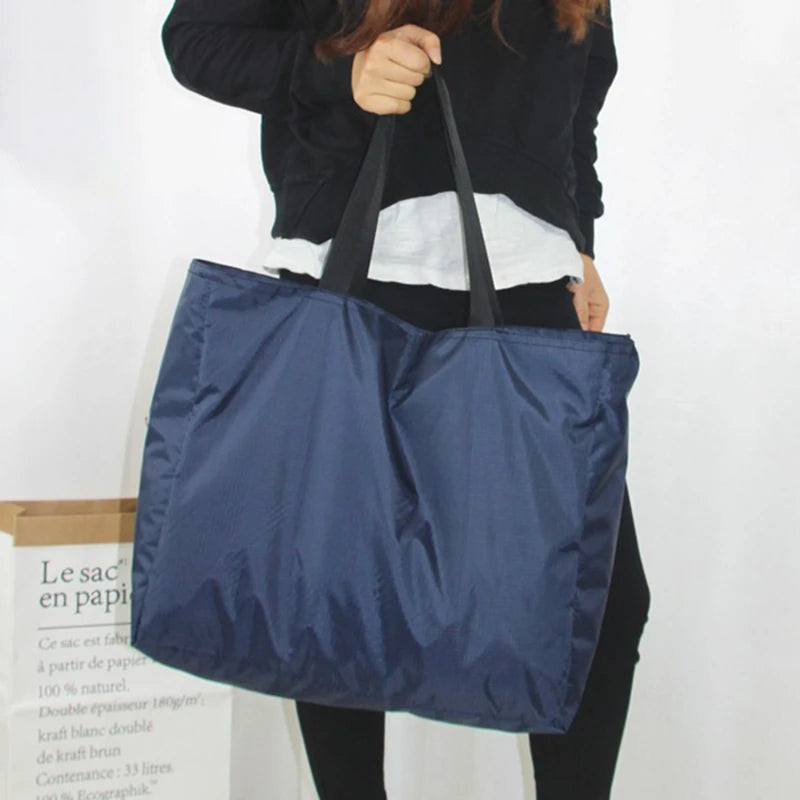 Shopping Bags Solid Color Zipper Large Capacity Grocery Totes Washable Reusable Simple Outdoor Heavy Duty New Fashion Bag