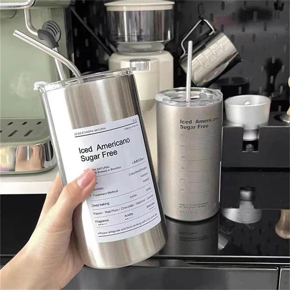 600ml Stainless Steel Thermos with Straw - P12 Hub Europe