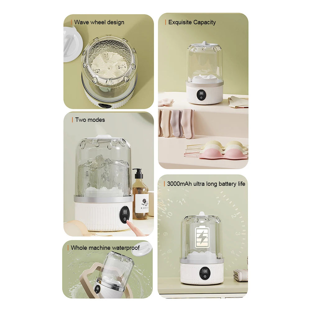 Wireless washing machine portable underwear cleaner 1L mini Socks Washing Machine Automatic Dehydratable Laundry Bucket