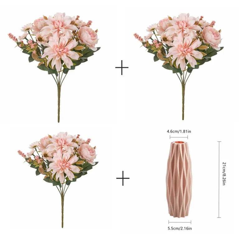 1Pc Hot sale Artificial Flower Silk Dahlia Rose daisy Christmas Home Decoration Bonsai Room Wedding Bridal Bouquet Party Diy box - P12 Hub Europe