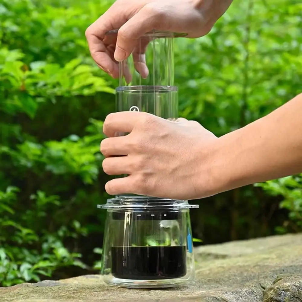 Portable Coffee Kettle Transparent Anti-slip Press Coffee Pot French Style Light Weight Hand Pour Coffee Maker Camping