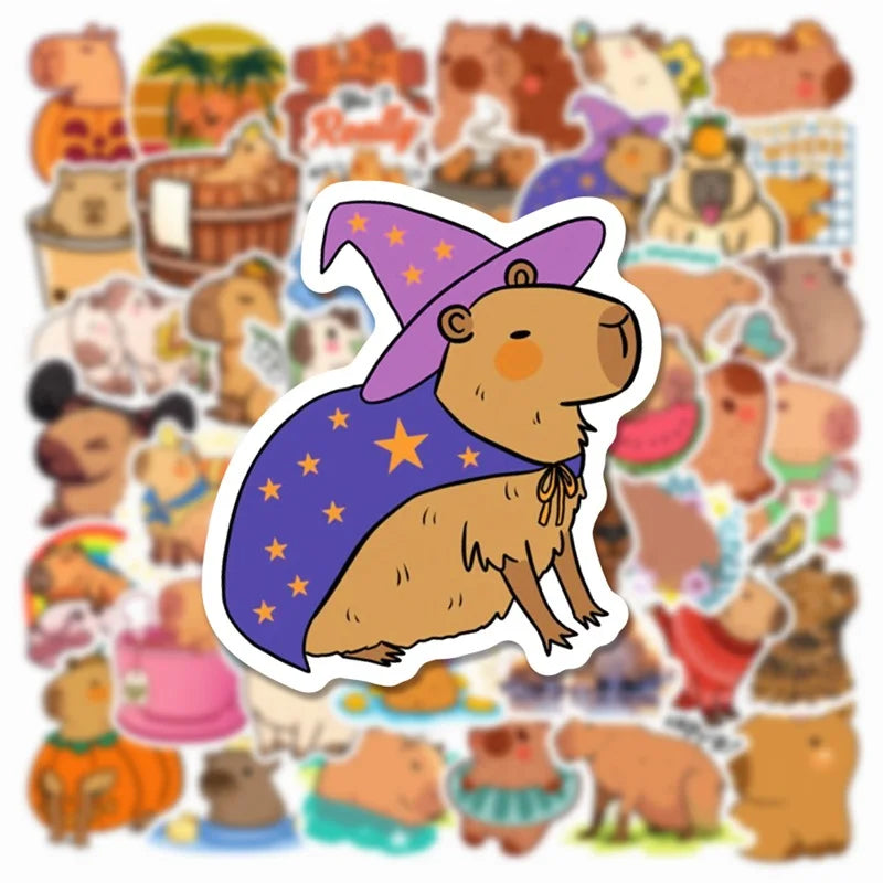 10/30/50PCS Cute Capybara PVC Sticker Aesthetic Children's Decoration Scrapbooking Sketchbook Korean Stationery School Supplies