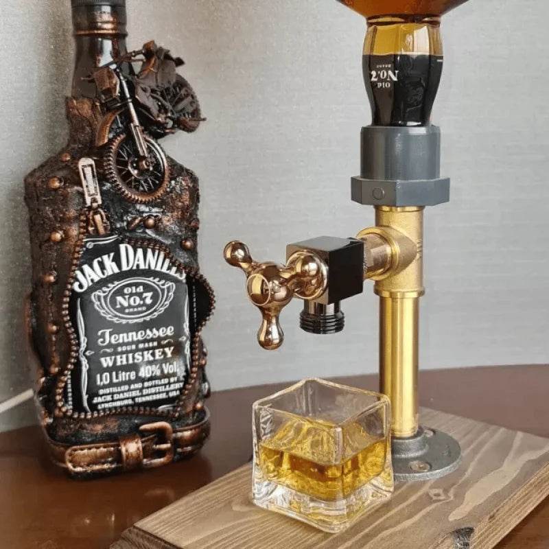 Liquor Alcohol Whiskey Wood Dispenser Whisky Bottle Rack and Pour Acohol Dispenser for Home Bar Unique Gift for All Wine Lovers - P12 Hub Europe